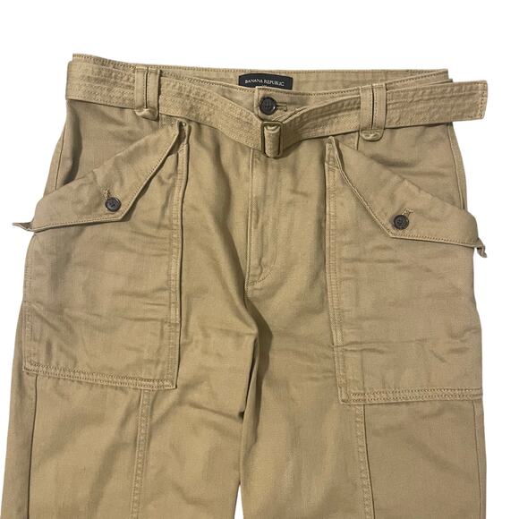 Banana Republic Women's Utility Pants Whiskey Lou Trapunto Cargo Belted Size 8 - Picture 6 of 16